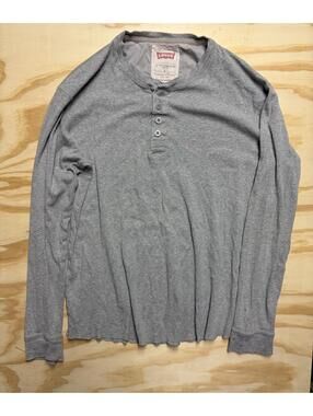 Levi's Men's Large Grey 90s Style Long Sleeve Quarter Button Up Shirt NWT